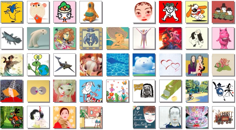 Over 50 pieces of artwork from 43 artists flown over from Japan